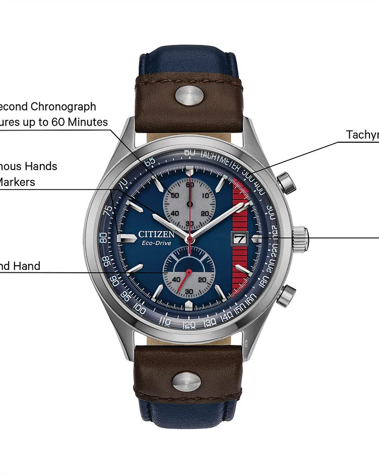 Han Solo Blue Dial Leather Strap CA7021-04W | CITIZEN Han Solo Blue Dial Leather Strap CA7021-04W | CITIZEN